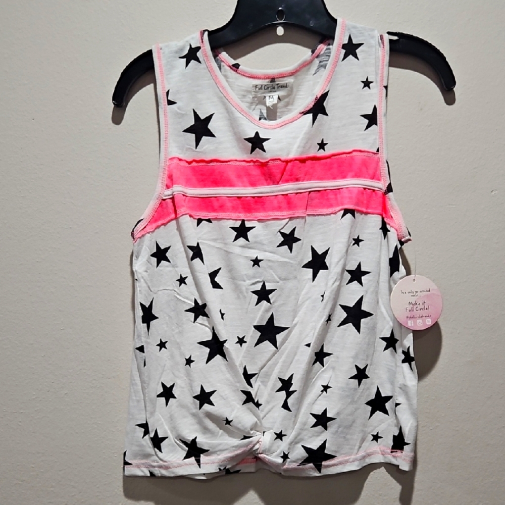 Full Circle Trends Pink and Black Star Tank Top size Medium